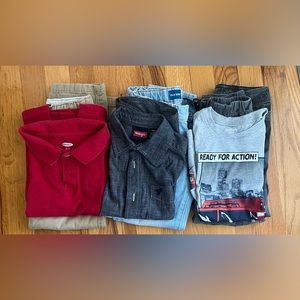 Three set of pants and shirts boys clothes